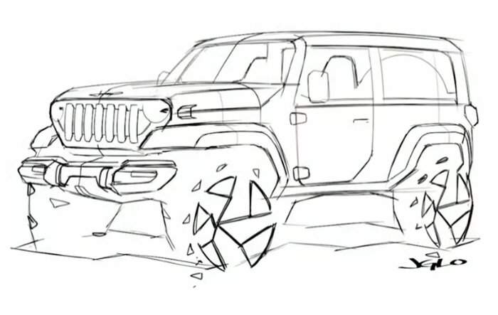 J70 Wrangler design preview by Jeep Exterior Designer's sketch?