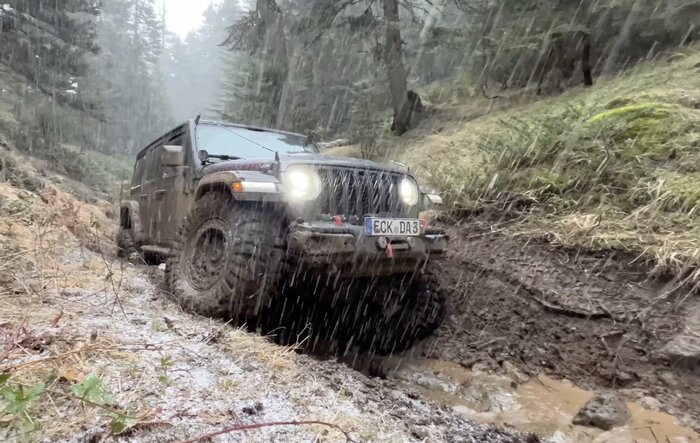 Slippery fun with friends and Jeeps