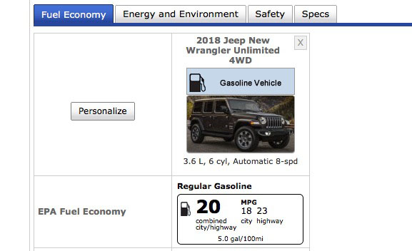 2018 Wrangler MPG – Jeep Wrangler (JL) News and Forum –   | Jeep Wrangler Forums (JL / JLU) - Rubicon, Sahara,  Sport, 4xe, 392 